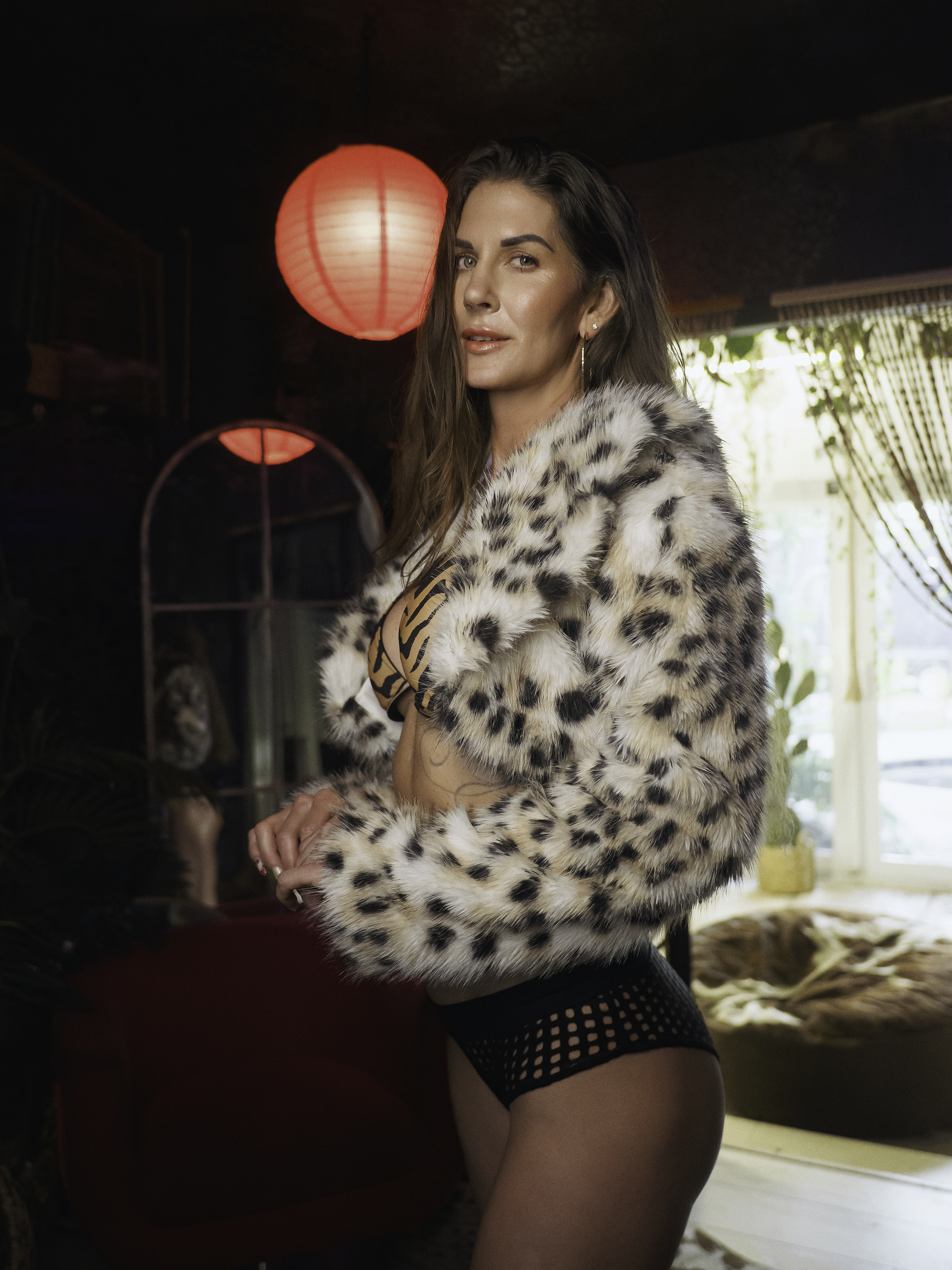 Wild Temptation: Bra, Panties & Leopard Fur Coat Strip Tease