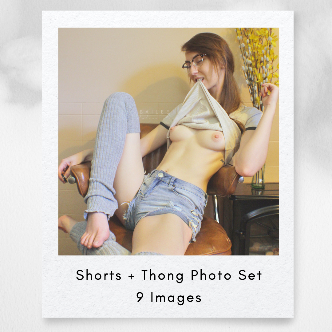 Jean Shorts + Thong Photo Set