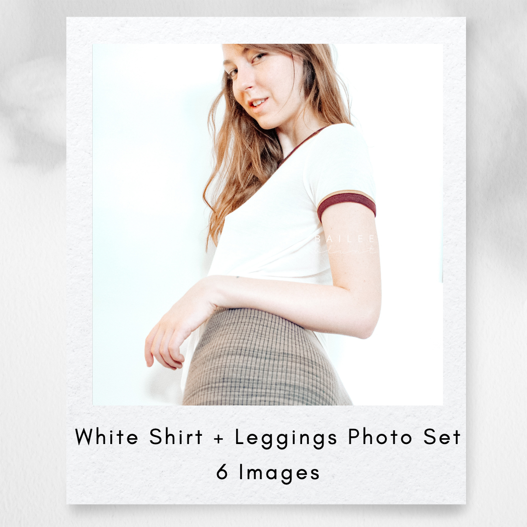 White Shirt + Leggings Photo Set