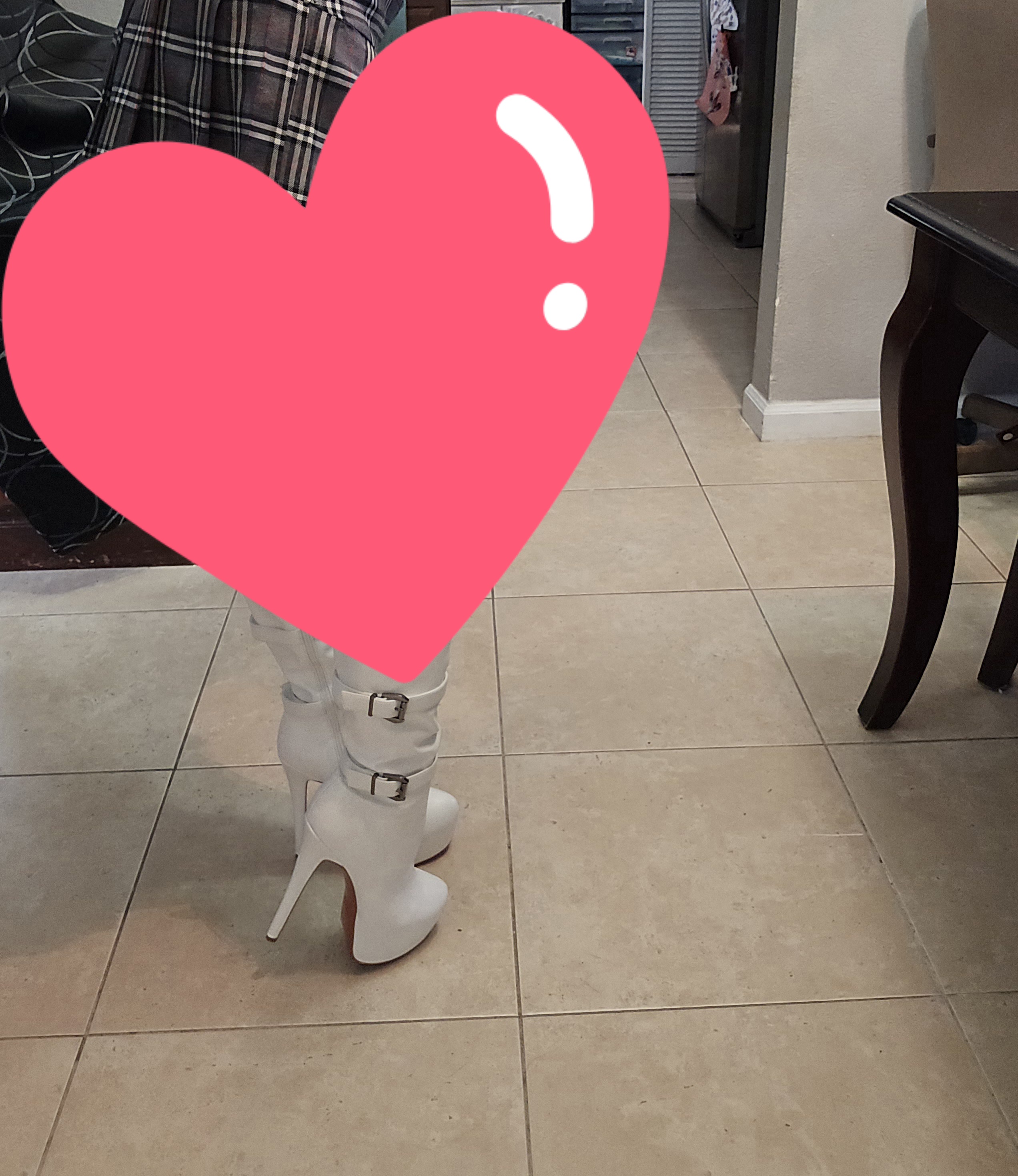 White Leather Thigh High Boots & Little Skirt