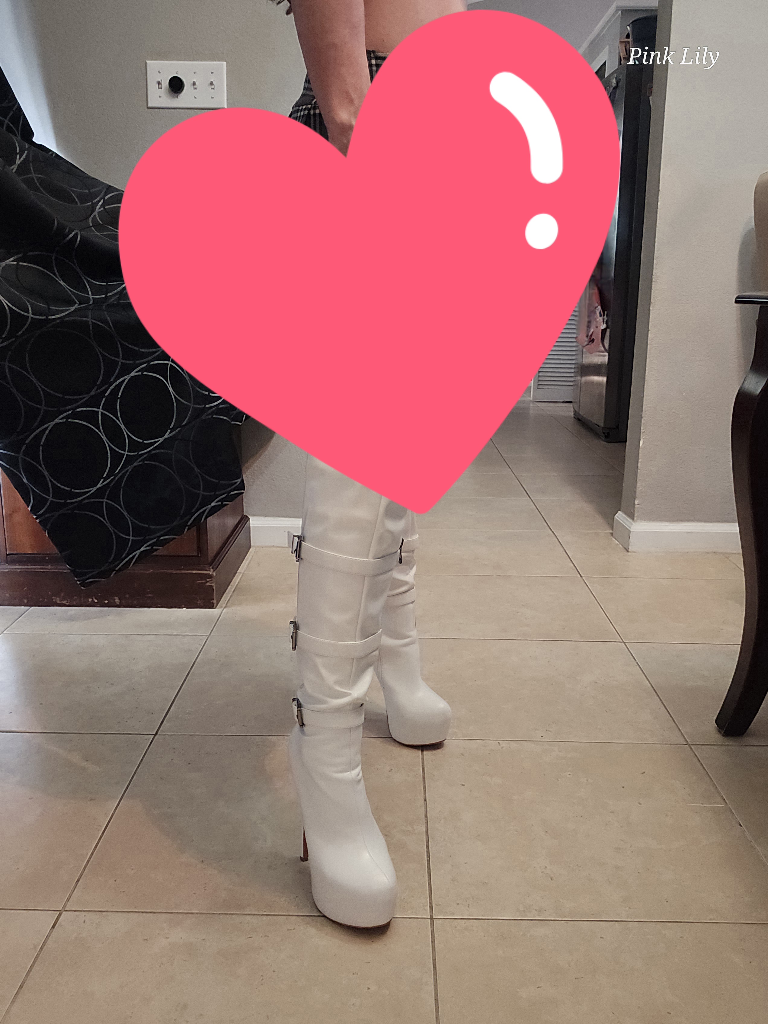 White Leather Thigh High Boots & Little Skirt 3