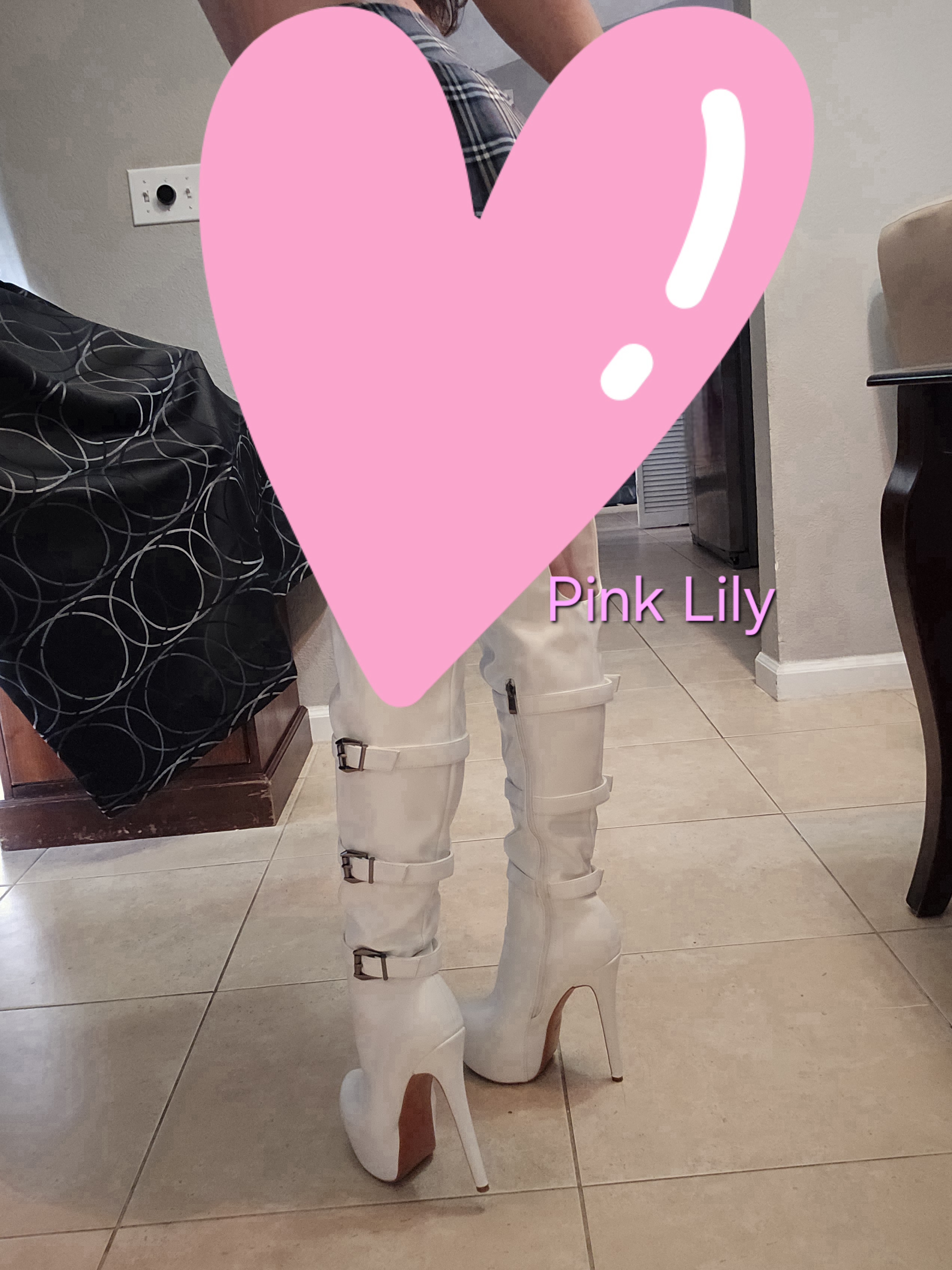 White Leather Thigh High Boots & Little Skirt