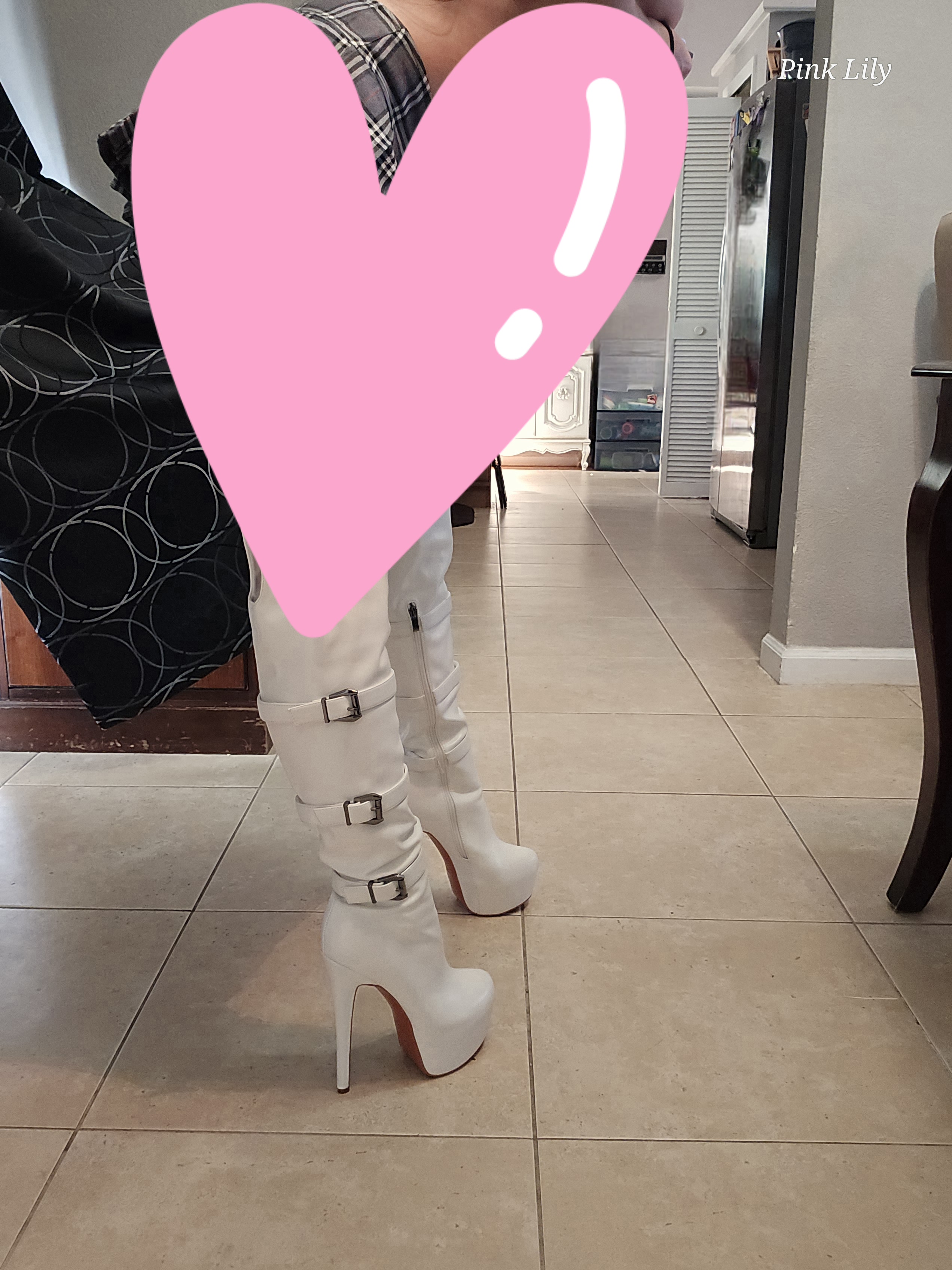White Leather Thigh High Boots & Little Skirt 4