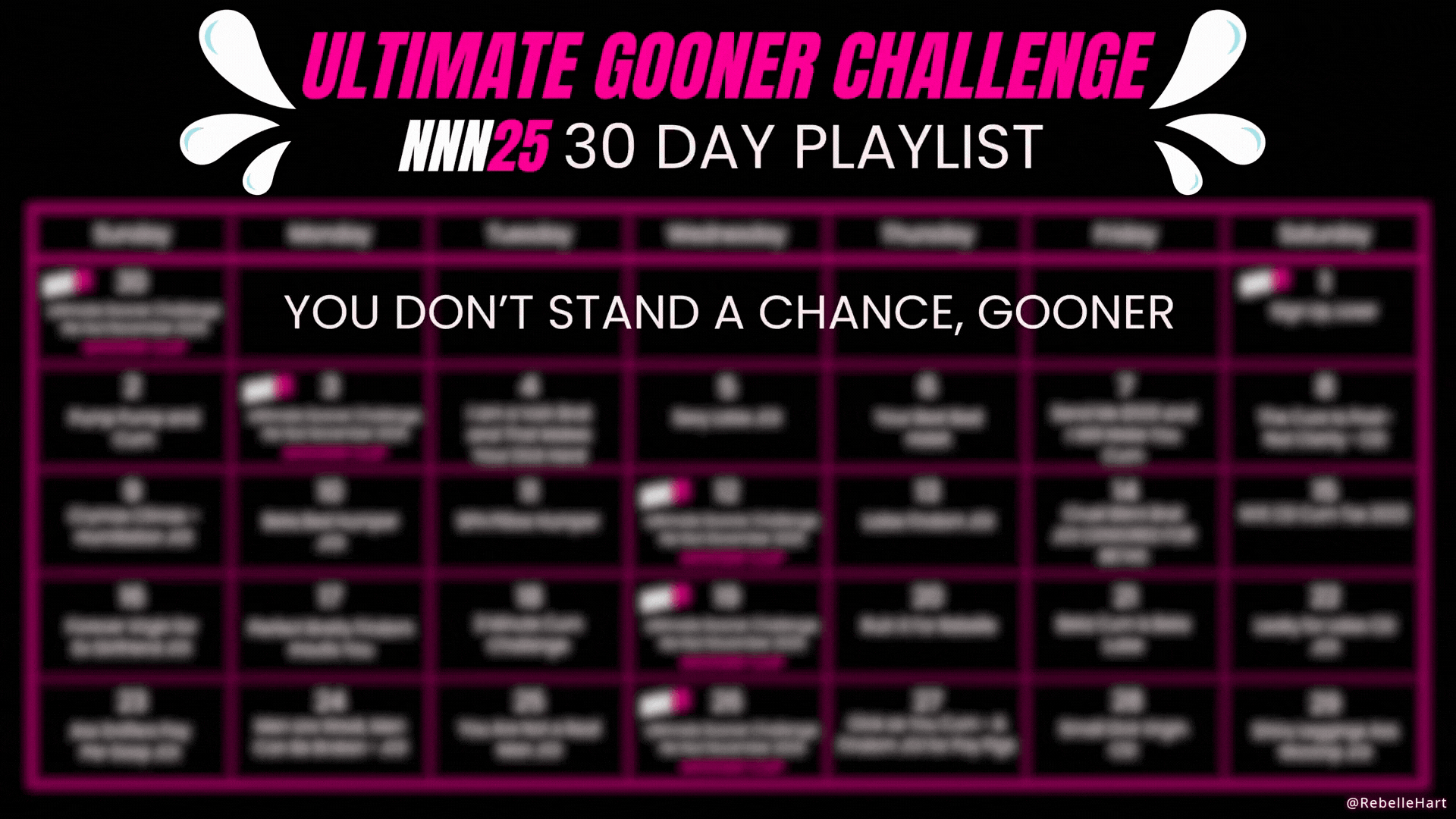 Nnn The Ultimate Gooner Challenge 2025 Playlist Calendar Graphic